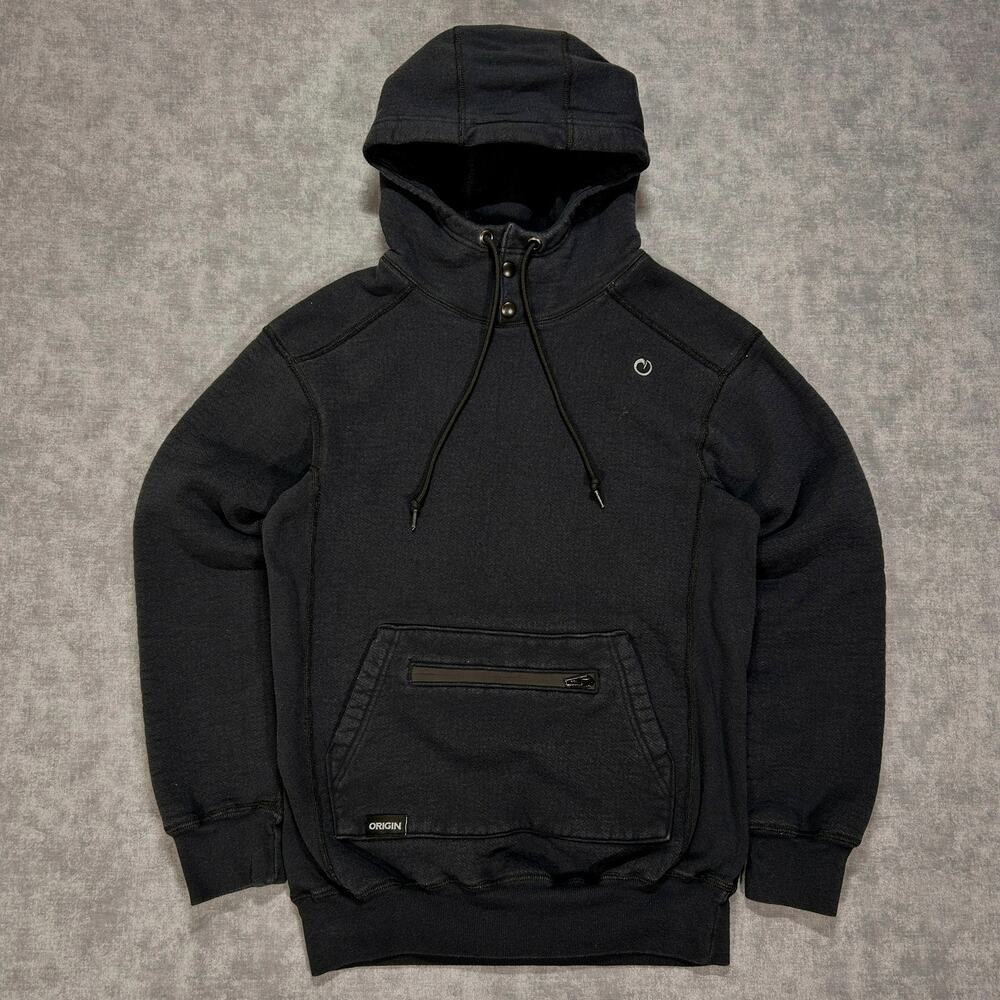 Origin "The Heavy" Solid black workwear streetwear blank hoodie mens XS